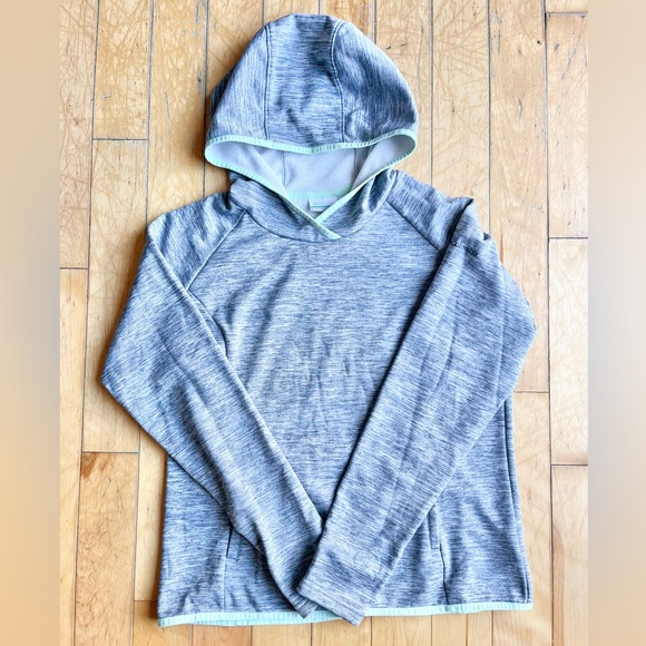 Columbia Tops - Columbia Gray Turquoise Hooded Sweatshirt Size Medium